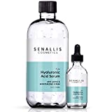 Hyaluronic Acid Serum 8 fl oz And 2 fl oz, Made From Pure Hyaluronic Acid, Anti Aging, Anti Wrinkle, Ultra Hydrating Moisturizer That Reduces Dry Skin Manufactured In USA