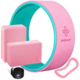 Overmont 5-in-1 Set, 1 Yoga Wheel for Back Pain- 13x 5in, 2 EVA Foam Yoga Blocks with Strap, 1 Extend Ring Premium Back Roller for Dharma Yoga Pose Backbend Stretching Pilates Meditation