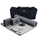 Complete Yoga Set Kit 7-Piece Yoga Mat, Yoga Mat Towel, 2 Yoga Blocks, Yoga Strap, Yoga Hand Towel with a Bag for Storage and Carrying - Great for Home or Travel