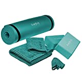 HemingWeigh Yoga Kit - Teal Yoga Mat Set Includes Carrying Strap, Yoga Blocks, Yoga Strap, and 2 Microfiber Yoga Towels - Yoga Gear and Accessories for Beginners and Experienced Yogis
